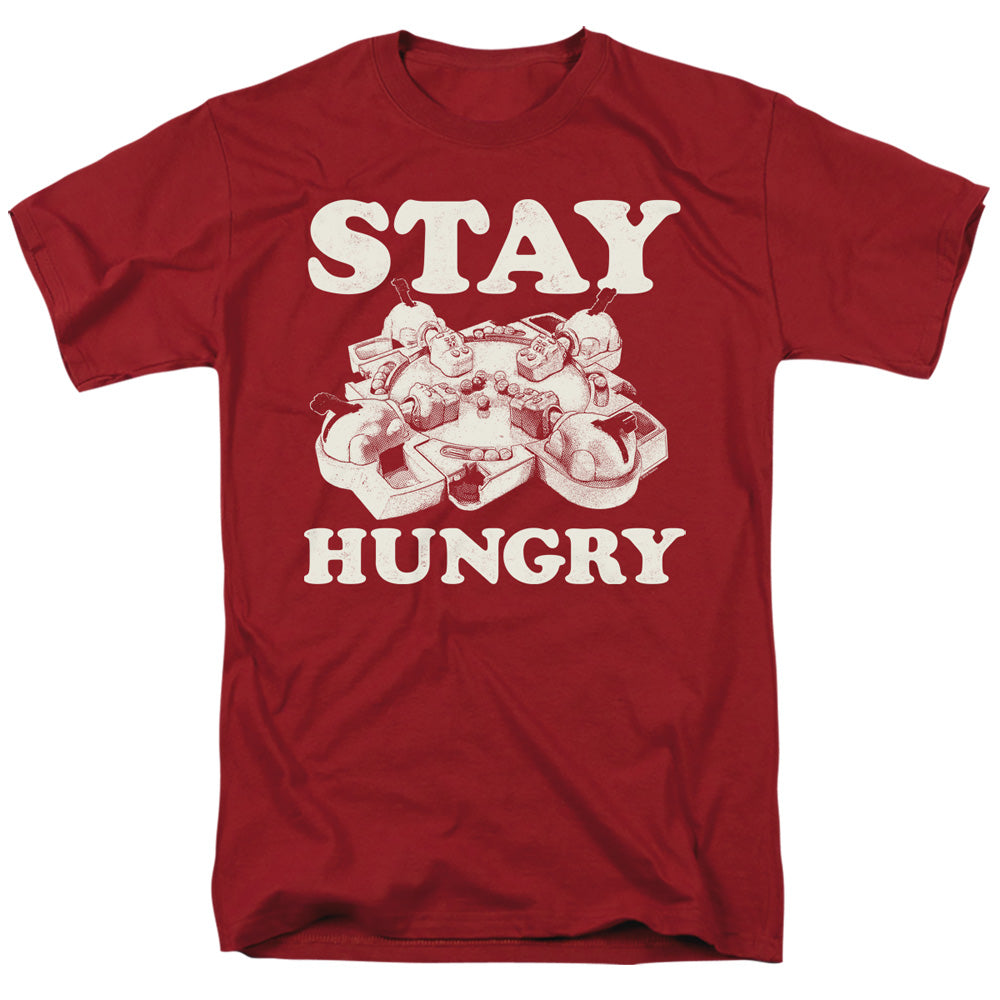 AN OFFCIALLY LICENSED HUNGRY HUNGRY HIPPOS STAY HUNGRY MEN'S REGULAR FIT T-SHIRT CARDINAL