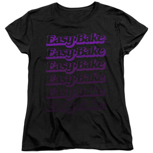 AN OFFCIALLY LICENSED EASY BAKE OVEN FADED WOMEN'S REGULAR FIT T-SHIRT BLACK