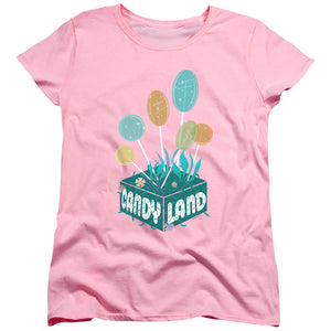 AN OFFCIALLY LICENSED CANDY LAND ISOMETRIC LOLLIPOP BLOCK WOMEN'S REGULAR FIT T-SHIRT PINK