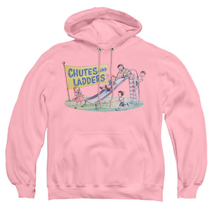 AN OFFCIALLY LICENSED CHUTES AND LADDERS OLD SCHOOL ADULT UNISEX PULLOVER HOODIE PINK