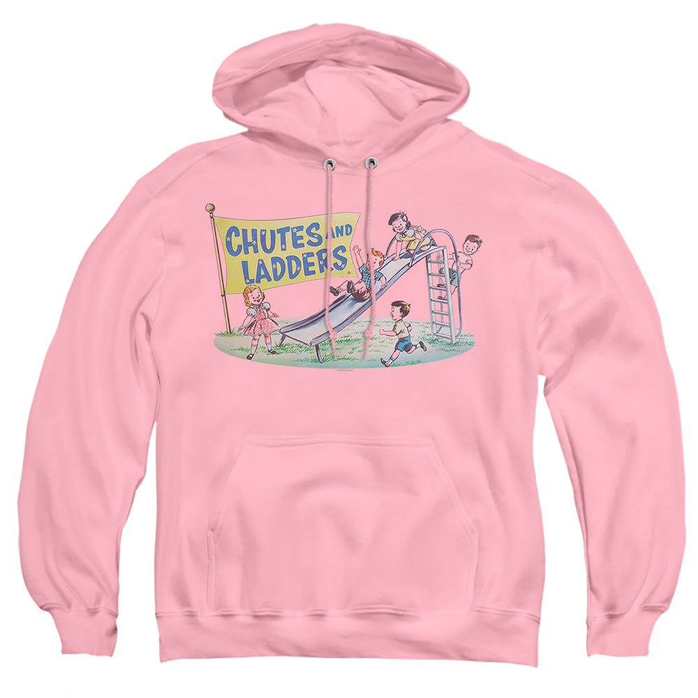AN OFFCIALLY LICENSED CHUTES AND LADDERS OLD SCHOOL ADULT UNISEX PULLOVER HOODIE PINK
