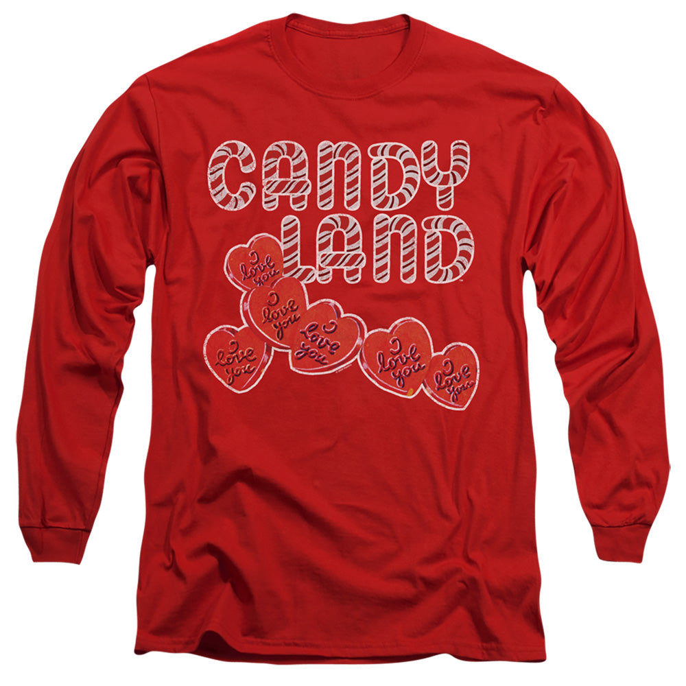 AN OFFCIALLY LICENSED CANDY LAND I LOVE YOU MEN'S LONG SLEEVE T-SHIRT RED