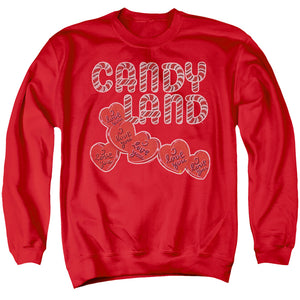AN OFFCIALLY LICENSED CANDY LAND I LOVE YOU ADULT UNISEX CREWNECK SWEATSHIRT RED