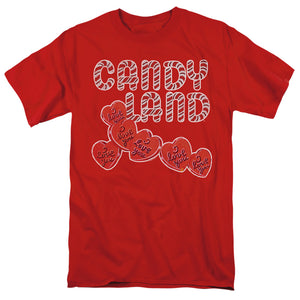 AN OFFCIALLY LICENSED CANDY LAND I LOVE YOU MEN'S REGULAR FIT T-SHIRT RED