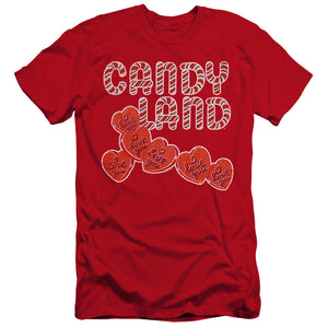 AN OFFCIALLY LICENSED CANDY LAND I LOVE YOU MEN'S PREMIUM SLIM FIT T-SHIRT RED