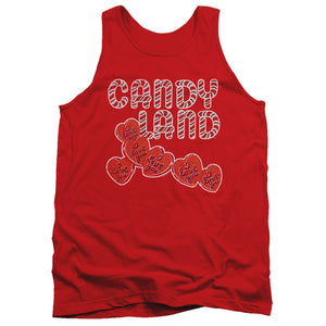 AN OFFCIALLY LICENSED CANDY LAND I LOVE YOU ADULT UNISEX TANK TOP RED