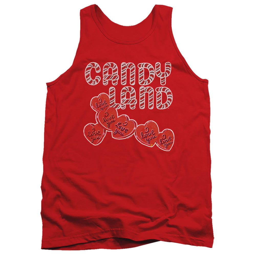 AN OFFCIALLY LICENSED CANDY LAND I LOVE YOU ADULT UNISEX TANK TOP RED