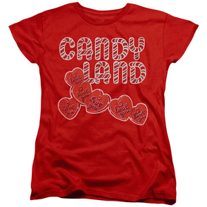 AN OFFCIALLY LICENSED CANDY LAND I LOVE YOU WOMEN'S REGULAR FIT T-SHIRT RED
