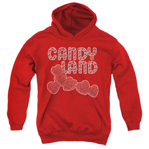 AN OFFCIALLY LICENSED CANDY LAND I LOVE YOU YOUTH HOODIE RED