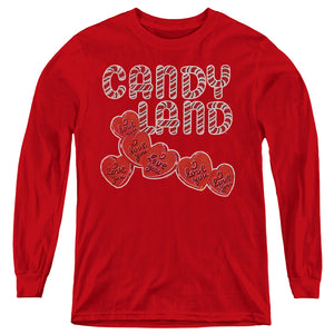 AN OFFCIALLY LICENSED CANDY LAND I LOVE YOU YOUTH LONG SLEEVE T-SHIRT RED