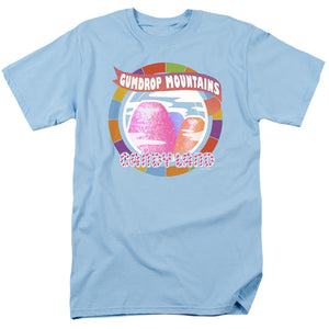 AN OFFCIALLY LICENSED CANDY LAND GUMDROP MOUNTAINS MEN'S REGULAR FIT T-SHIRT LIGHT BLUE