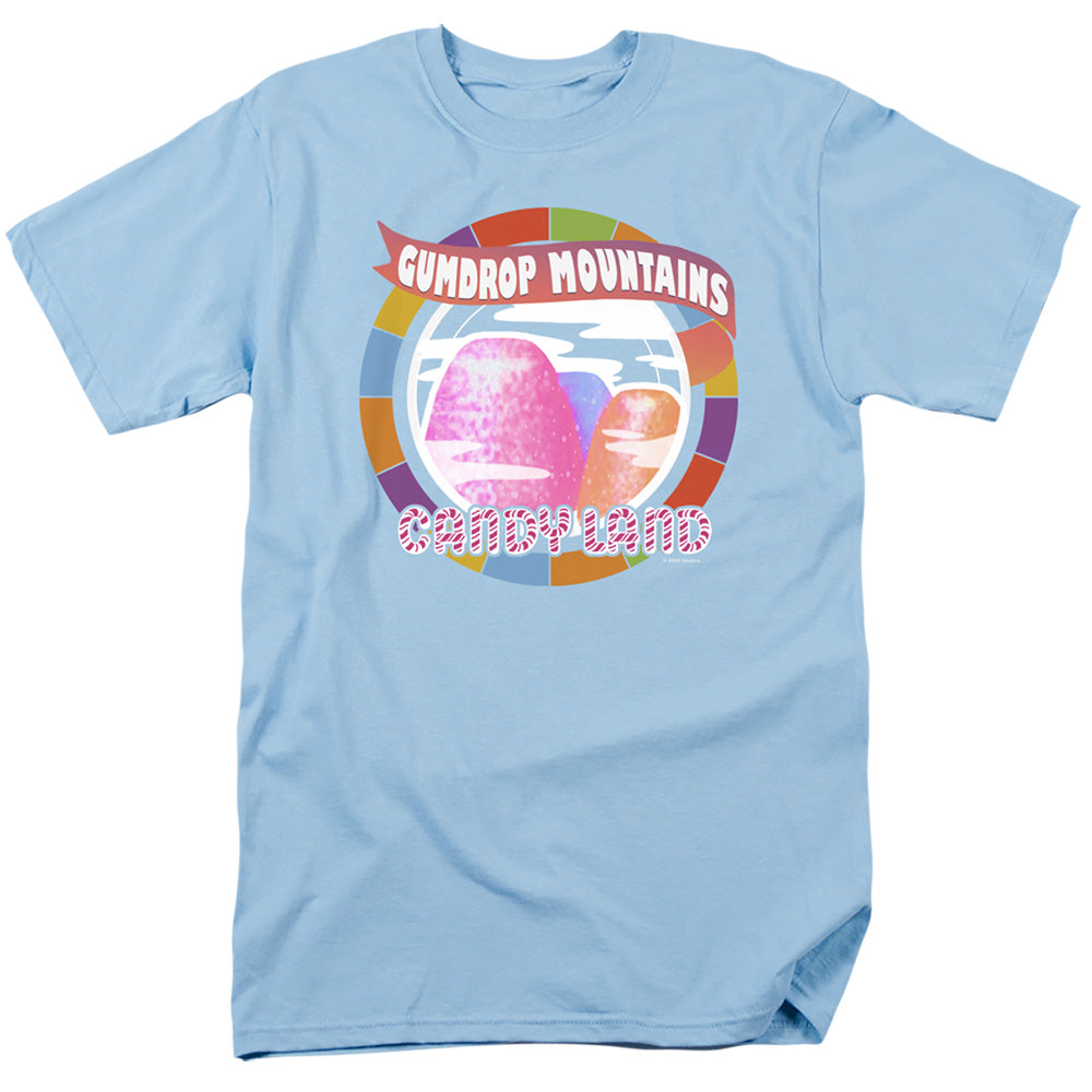 AN OFFCIALLY LICENSED CANDY LAND GUMDROP MOUNTAINS MEN'S REGULAR FIT T-SHIRT LIGHT BLUE
