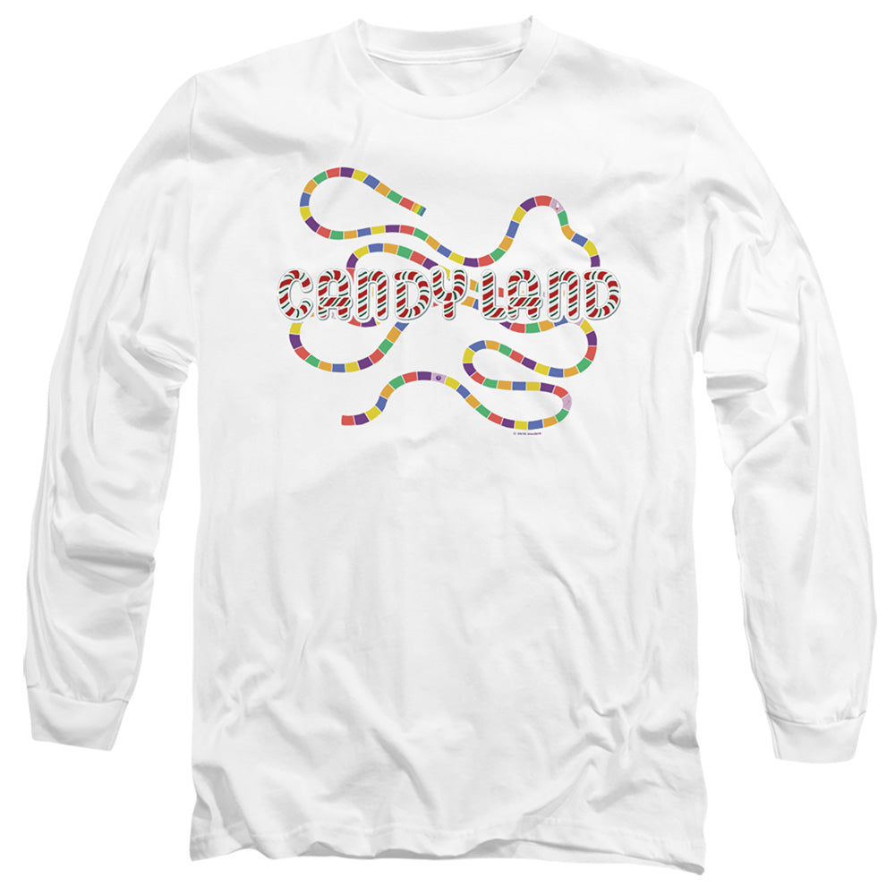 AN OFFCIALLY LICENSED CANDY LAND CANDY LAND BOARD MEN'S LONG SLEEVE T-SHIRT WHITE