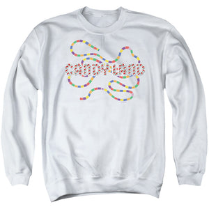 AN OFFCIALLY LICENSED CANDY LAND CANDY LAND BOARD ADULT UNISEX CREWNECK SWEATSHIRT WHITE