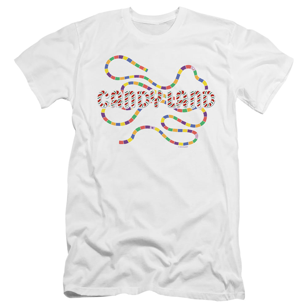 AN OFFCIALLY LICENSED CANDY LAND CANDY LAND BOARD MEN'S PREMIUM SLIM FIT T-SHIRT WHITE