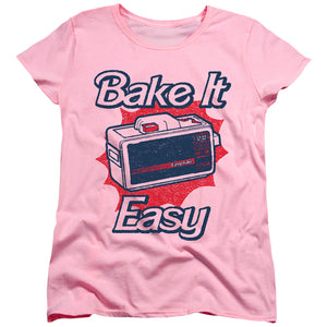 AN OFFCIALLY LICENSED EASY BAKE OVEN BAKE IT EASY WOMEN'S REGULAR FIT T-SHIRT PINK