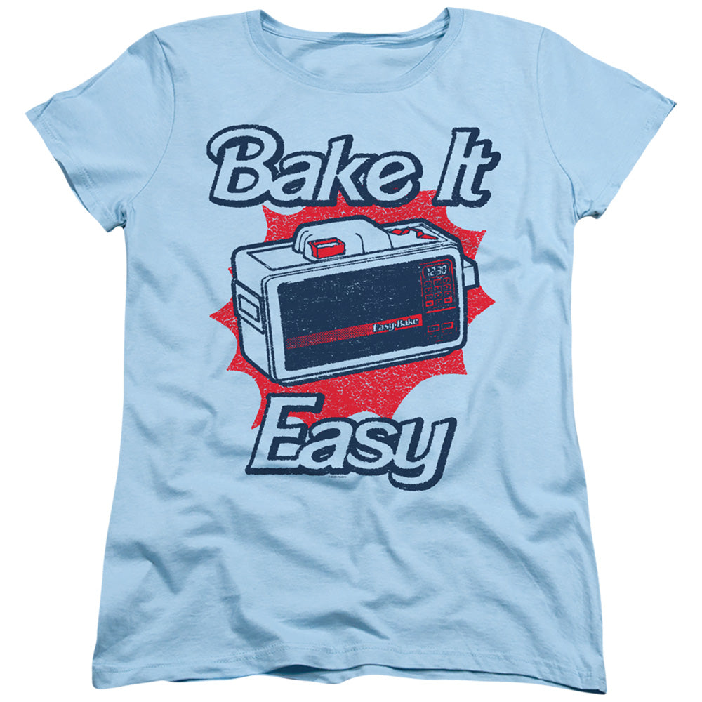 AN OFFCIALLY LICENSED EASY BAKE OVEN BAKE IT EASY WOMEN'S REGULAR FIT T-SHIRT LIGHT BLUE