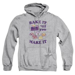 AN OFFCIALLY LICENSED EASY BAKE OVEN BAKE IT TIL YOU MAKE IT ADULT UNISEX PULLOVER HOODIE ATHLETIC HEATHER