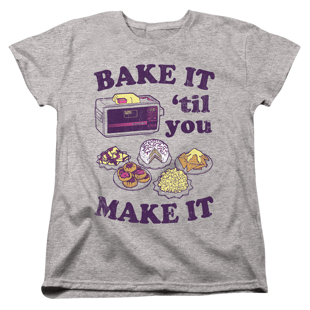 AN OFFCIALLY LICENSED EASY BAKE OVEN BAKE IT TIL YOU MAKE IT WOMEN'S REGULAR FIT T-SHIRT ATHLETIC HEATHER
