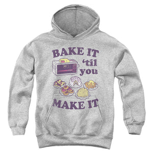 AN OFFCIALLY LICENSED EASY BAKE OVEN BAKE IT TIL YOU MAKE IT YOUTH HOODIE ATHLETIC HEATHER