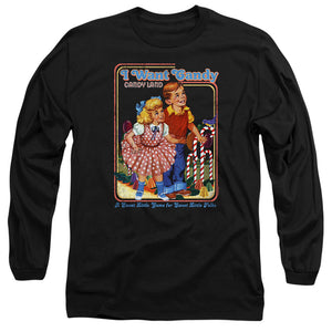 AN OFFCIALLY LICENSED CANDY LAND I WANT CANDY MEN'S LONG SLEEVE T-SHIRT BLACK