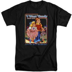AN OFFCIALLY LICENSED CANDY LAND I WANT CANDY MEN'S TALL FIT T-SHIRT BLACK