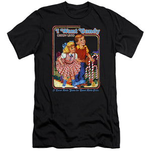 AN OFFCIALLY LICENSED CANDY LAND I WANT CANDY MEN'S PREMIUM SLIM FIT T-SHIRT BLACK