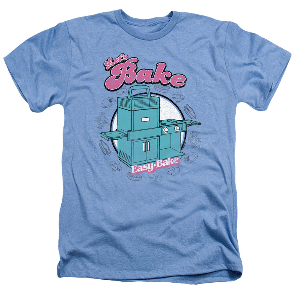 AN OFFCIALLY LICENSED EASY BAKE OVEN LETS BAKE MEN'S HEATHER T-SHIRT LIGHT BLUE