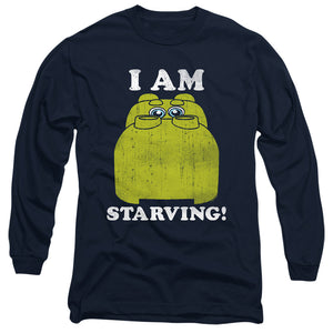 AN OFFCIALLY LICENSED HUNGRY HUNGRY HIPPOS IM STARVING MEN'S LONG SLEEVE T-SHIRT NAVY