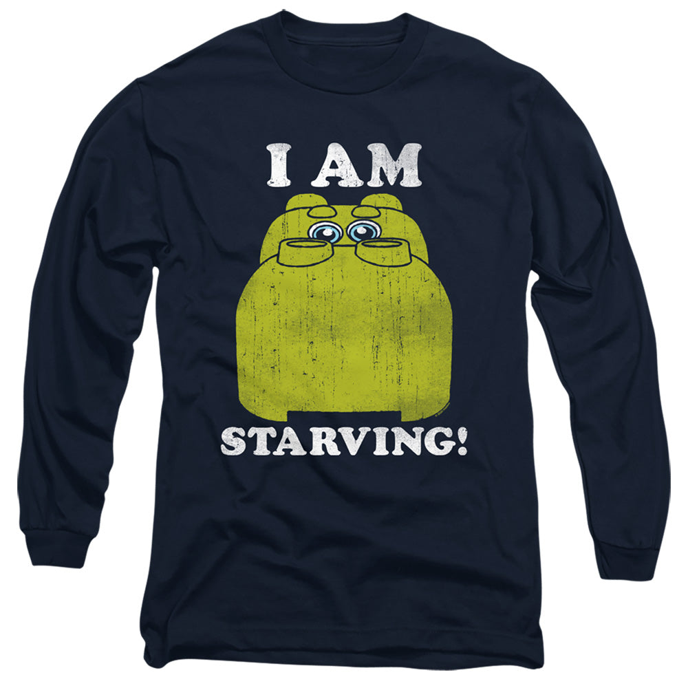 AN OFFCIALLY LICENSED HUNGRY HUNGRY HIPPOS IM STARVING MEN'S LONG SLEEVE T-SHIRT NAVY