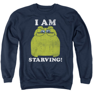 AN OFFCIALLY LICENSED HUNGRY HUNGRY HIPPOS IM STARVING ADULT UNISEX CREWNECK SWEATSHIRT NAVY