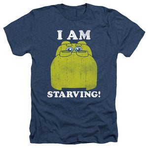 AN OFFCIALLY LICENSED HUNGRY HUNGRY HIPPOS IM STARVING MEN'S HEATHER T-SHIRT NAVY
