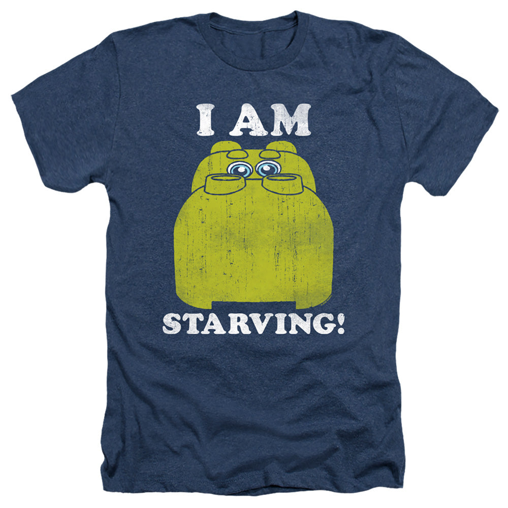 AN OFFCIALLY LICENSED HUNGRY HUNGRY HIPPOS IM STARVING MEN'S HEATHER T-SHIRT NAVY