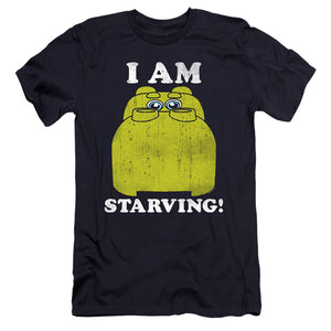 AN OFFCIALLY LICENSED HUNGRY HUNGRY HIPPOS IM STARVING MEN'S PREMIUM SLIM FIT T-SHIRT NAVY