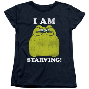AN OFFCIALLY LICENSED HUNGRY HUNGRY HIPPOS IM STARVING WOMEN'S REGULAR FIT T-SHIRT NAVY