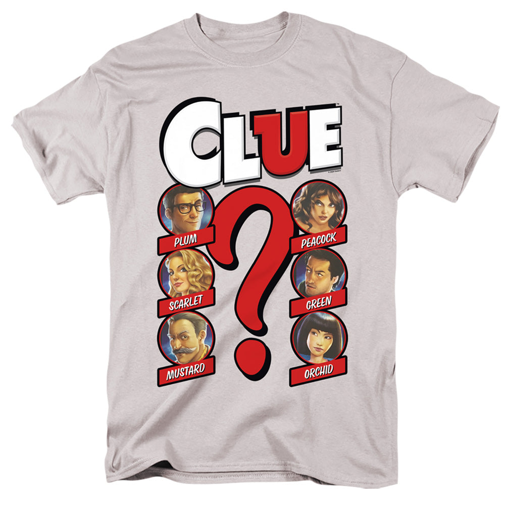 AN OFFCIALLY LICENSED CLUE MODERN WHODUNNIT MEN'S REGULAR FIT T-SHIRT SILVER
