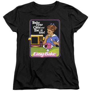 AN OFFCIALLY LICENSED EASY BAKE OVEN BAKE YOUR CAKE WOMEN'S REGULAR FIT T-SHIRT BLACK