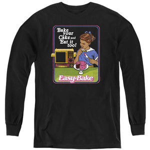 AN OFFCIALLY LICENSED EASY BAKE OVEN BAKE YOUR CAKE YOUTH LONG SLEEVE T-SHIRT BLACK