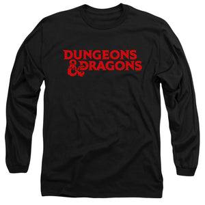 AN OFFCIALLY LICENSED DUNGEONS AND DRAGONS TYPE LOGO MEN'S LONG SLEEVE T-SHIRT BLACK