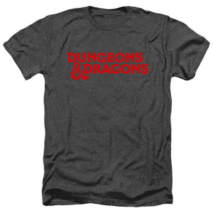 AN OFFCIALLY LICENSED DUNGEONS AND DRAGONS TYPE LOGO MEN'S HEATHER T-SHIRT CHARCOAL