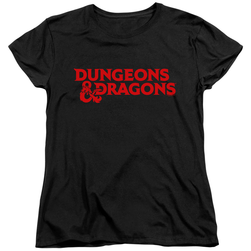 AN OFFCIALLY LICENSED DUNGEONS AND DRAGONS TYPE LOGO WOMEN'S REGULAR FIT T-SHIRT BLACK