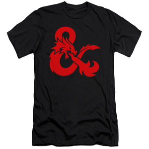 AN OFFCIALLY LICENSED DUNGEONS AND DRAGONS AMPERSAND LOGO MEN'S PREMIUM SLIM FIT T-SHIRT BLACK