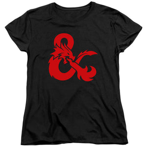 AN OFFCIALLY LICENSED DUNGEONS AND DRAGONS AMPERSAND LOGO WOMEN'S REGULAR FIT T-SHIRT BLACK