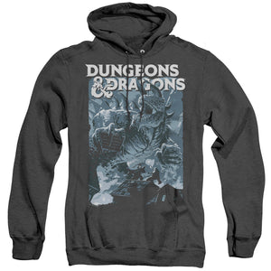 AN OFFCIALLY LICENSED DUNGEONS AND DRAGONS TARRASQUE ADULT UNISEX HEATHER PULLOVER HOODIE BLACK