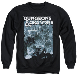 AN OFFCIALLY LICENSED DUNGEONS AND DRAGONS TARRASQUE ADULT UNISEX CREWNECK SWEATSHIRT BLACK