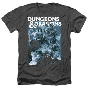 AN OFFCIALLY LICENSED DUNGEONS AND DRAGONS TARRASQUE MEN'S HEATHER T-SHIRT CHARCOAL