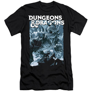 AN OFFCIALLY LICENSED DUNGEONS AND DRAGONS TARRASQUE MEN'S PREMIUM SLIM FIT T-SHIRT BLACK
