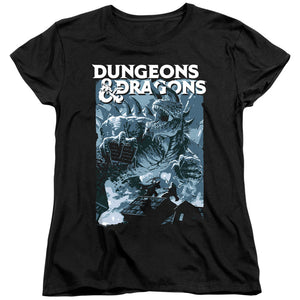 AN OFFCIALLY LICENSED DUNGEONS AND DRAGONS TARRASQUE WOMEN'S REGULAR FIT T-SHIRT BLACK