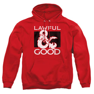 AN OFFCIALLY LICENSED DUNGEONS AND DRAGONS LAWFUL GOOD ADULT UNISEX PULLOVER HOODIE RED