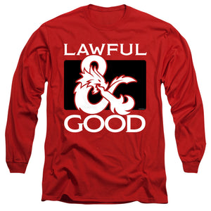 AN OFFCIALLY LICENSED DUNGEONS AND DRAGONS LAWFUL GOOD MEN'S LONG SLEEVE T-SHIRT RED